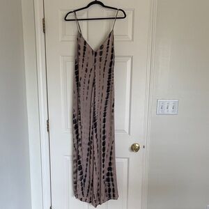 Boho Taupe and Black Tie-Dye Maxi Dress by Sans Souci